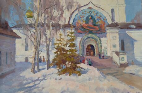 Вход в Успенский собор в Ярославле. 2026. х., м. 40х60 см.