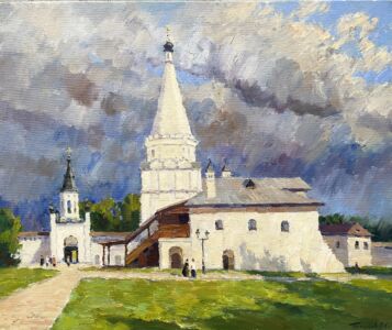После грозы. Старицкий монастырь. 2026. х., м. 50х60 см