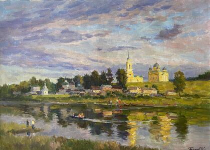 На берегу Волги. Старица. 2026. х., м. 50х70 см