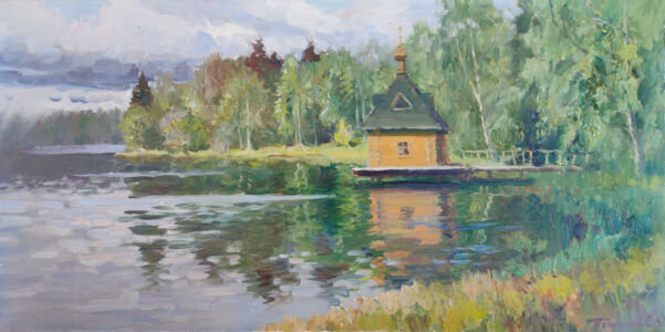 Купель на лесном озере. 2026. х., м. 30х60 см